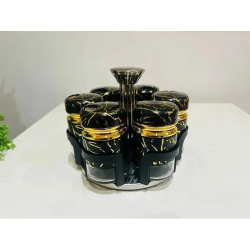 7pcs marble rotating spice jars - Image 3