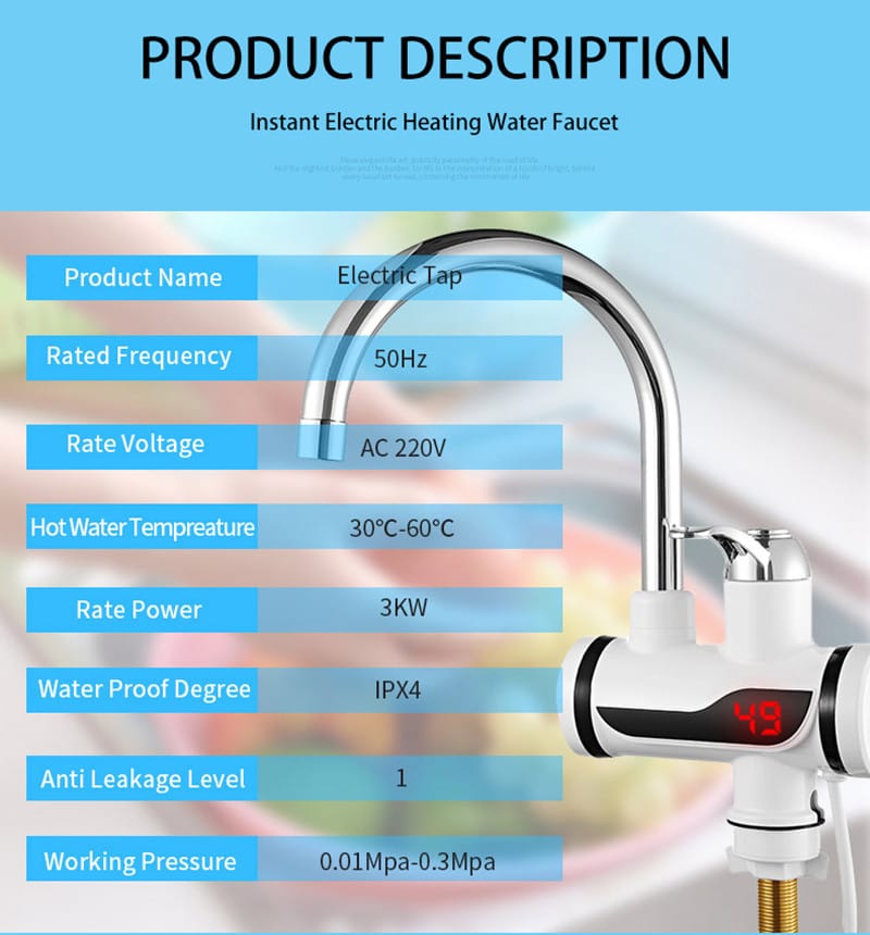 3000W Kitchen Digital Tankless Instant Heater - Image 2