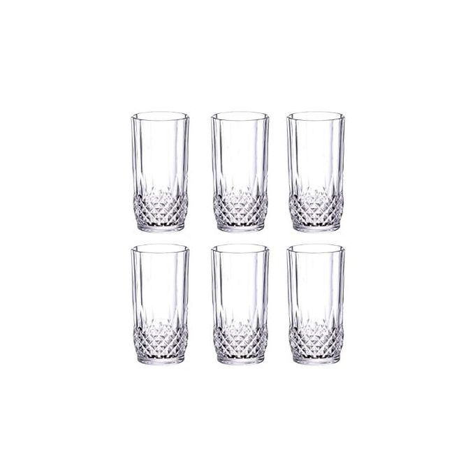 Elegant Set Of 6 Medium Size Diamond Water, Juice Glasses - Image 2