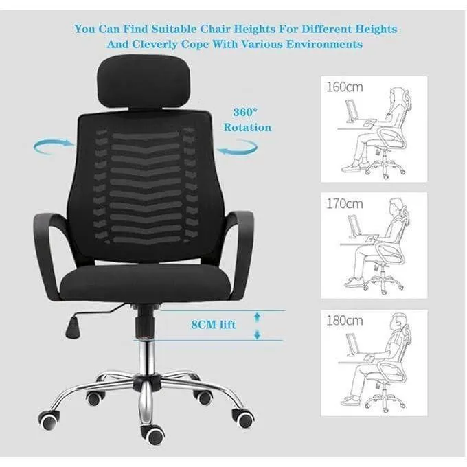 Secretarial Mesh Office Chair with Headrest - Image 3