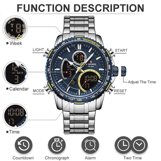 Naviforce Men Digital Analogue 30M Water Resist Wrist Watch 8 - Image 3