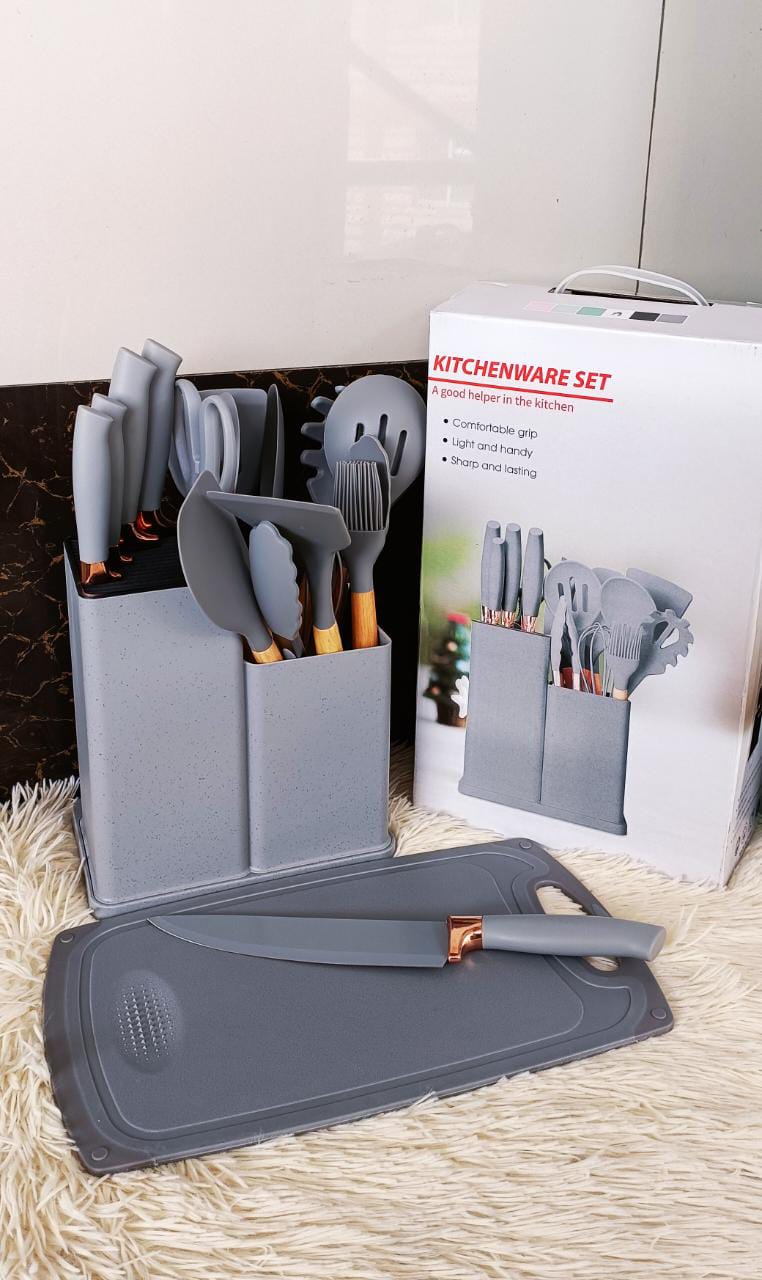 19pcs silicone cooking spoons, knifes, holder and chopper - Image 5