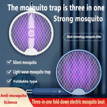 Mosquito Swatter Killer Led Light Hand-Held Racket Kitchen Room Electric Fly Insect Zapper Killer-Assorted Colors Assorted Colors S - Image 3