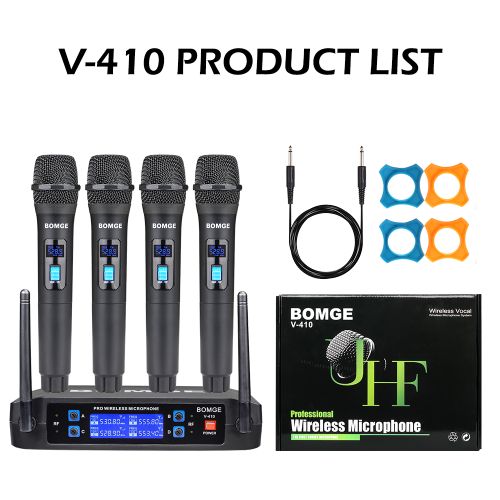 BOMGE 4-Channel Dynamic Wireless Microphone System