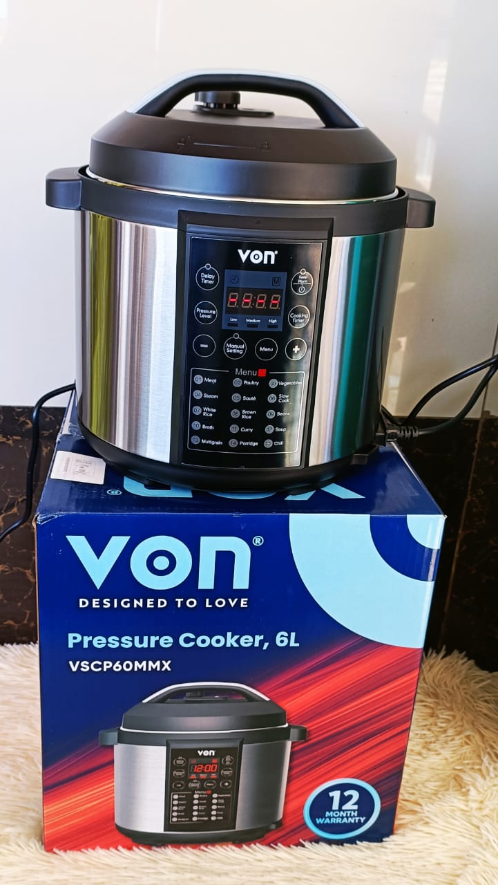 VON 6L Electric Pressure Cooker Programmed Safety Measure Feature Non Stick Pot - 1Yr Warranty - Image 2