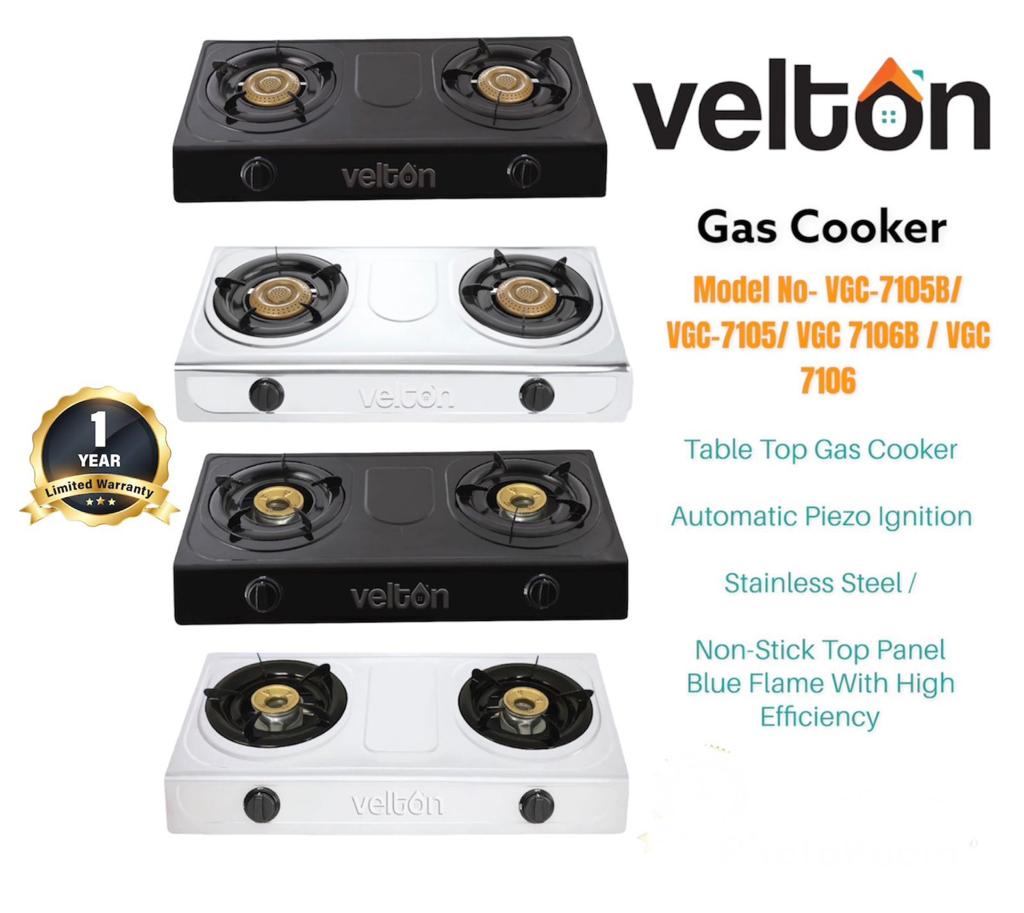 VELTON 2 Burner Gas Stove | Gas Cooker - Stainless Steel