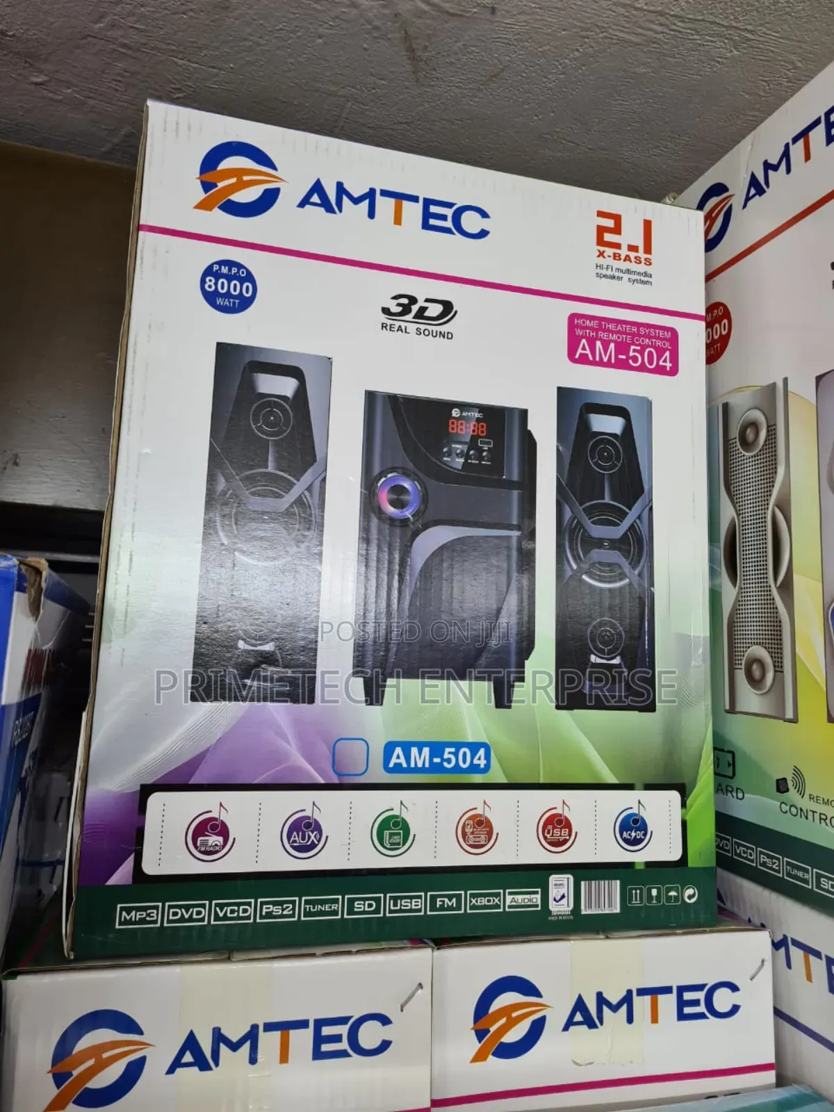 Amtec AM-504 2.1-channel X-Bass MultiMedia Speaker System, 8,000W (PMPO) ,AC/DC Input, with Bluetooth, USB, SD card, AUX, and FM tuner support, with Remote control - Image 2