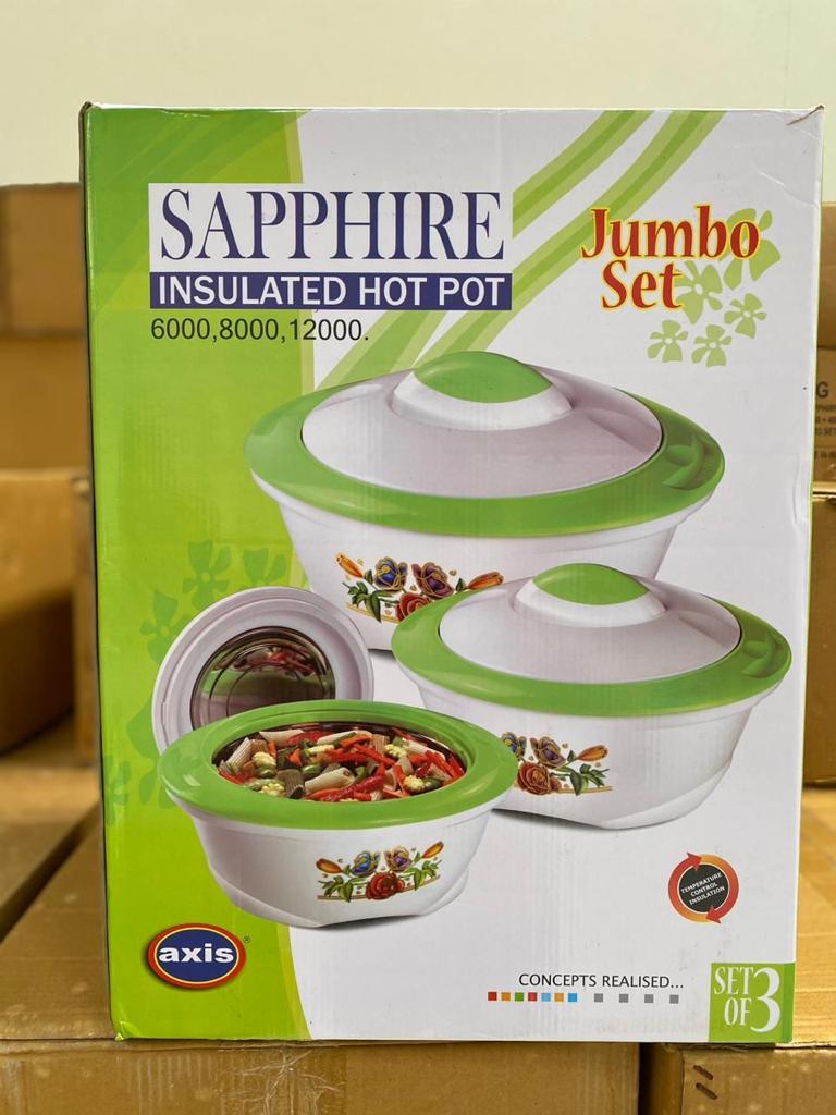 3pcs sapphire insulated hot pot