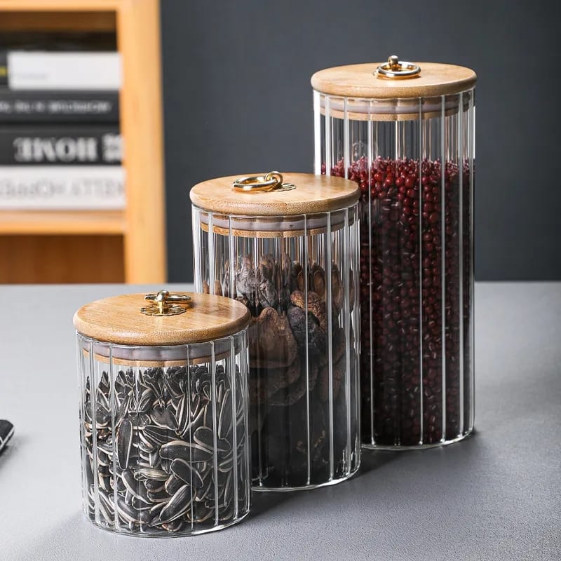 3pcs set Airtight Kitchen Glass Storage Jars - Image 2