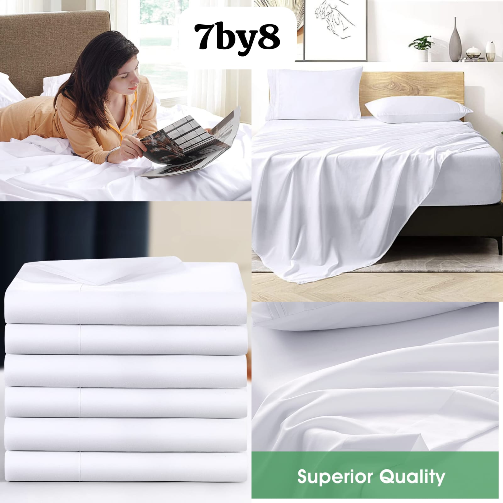 Main image of 6pc Plain  Pure Cotton White Cotton Bedsheets