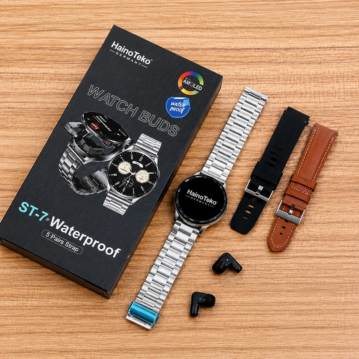 Haino Teko ST-7 smartwatch 1.61-inch AMOLED curved glass 3 Straps - Image 2