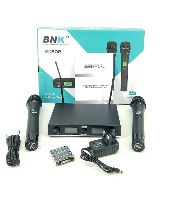 Bnk BK-802 Dual Channel UHF Wireless Microphone Set