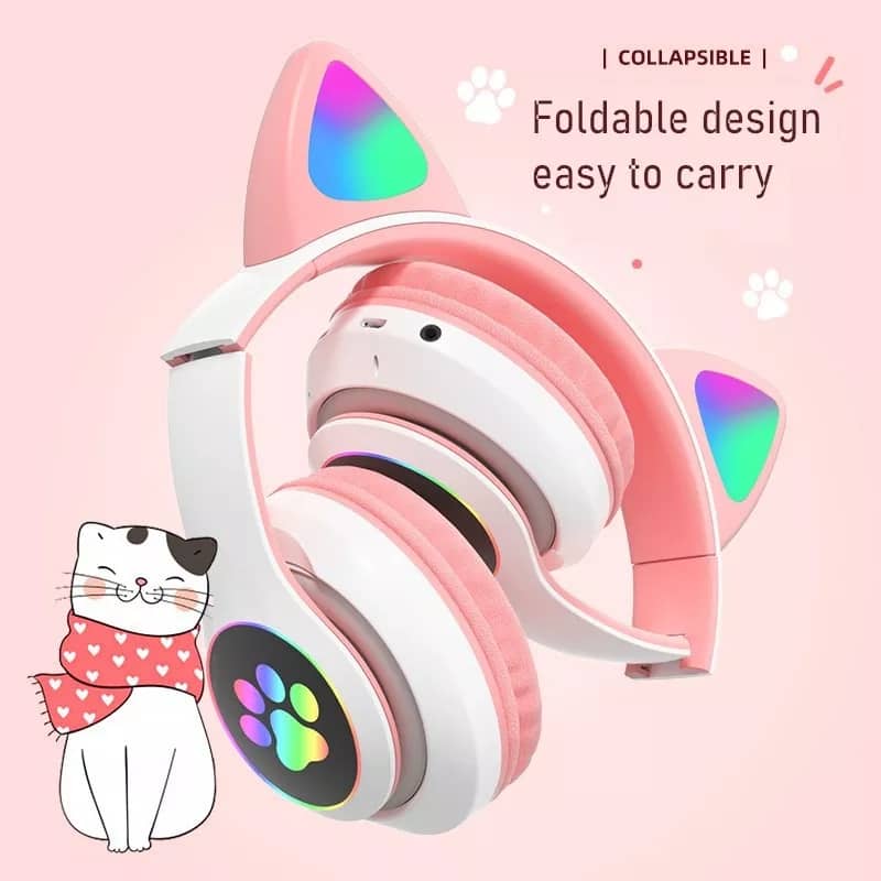 Flashing Bluetooth Wireless VIV-24M Cat Ears Headphone Headset Earphones - Image 3