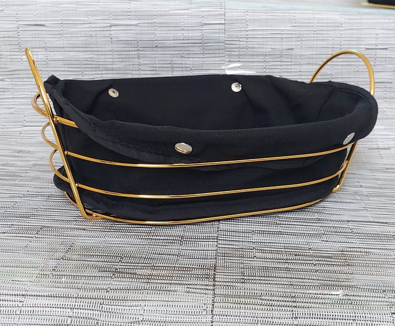 Gold frame black cloth storage bread basket - Image 3