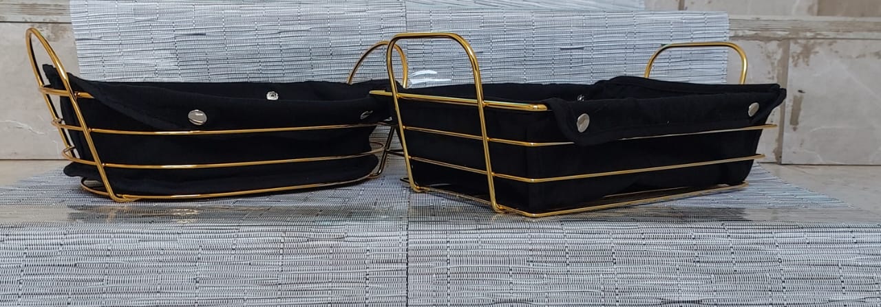Gold frame black cloth storage bread basket - Image 4