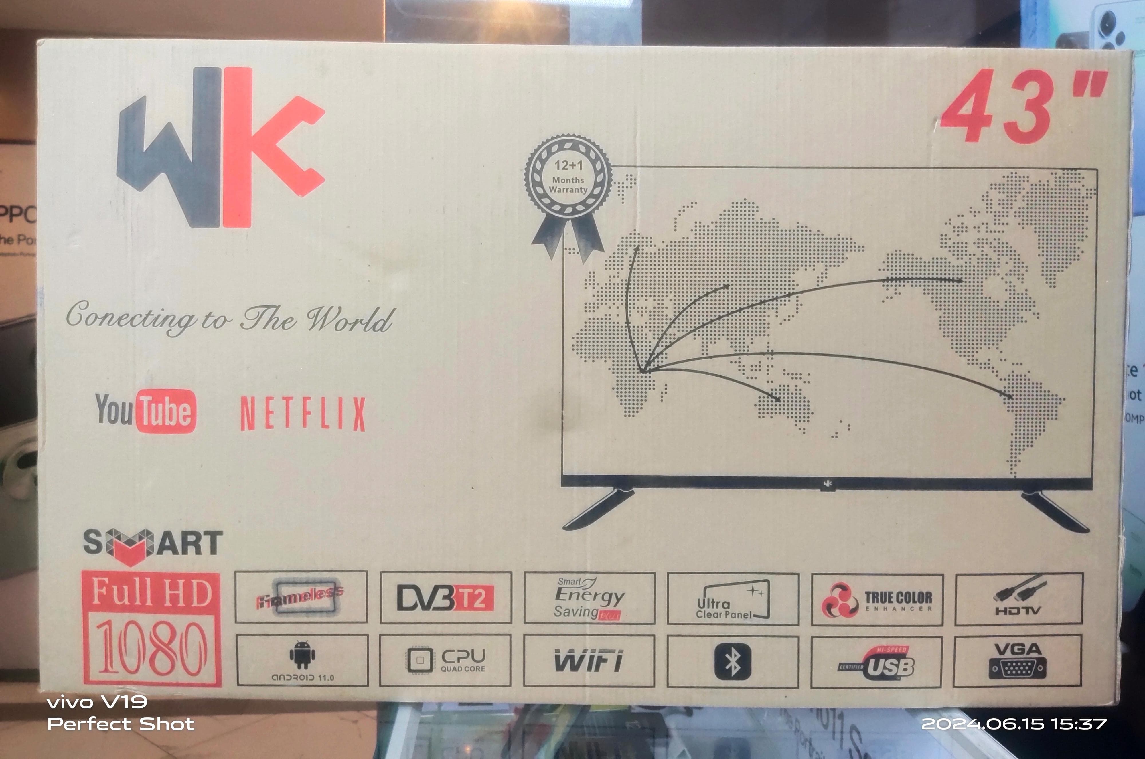 WK 43 Inches FHD Frameless Smart Android TV INBUILT DECODER with Bluetooth