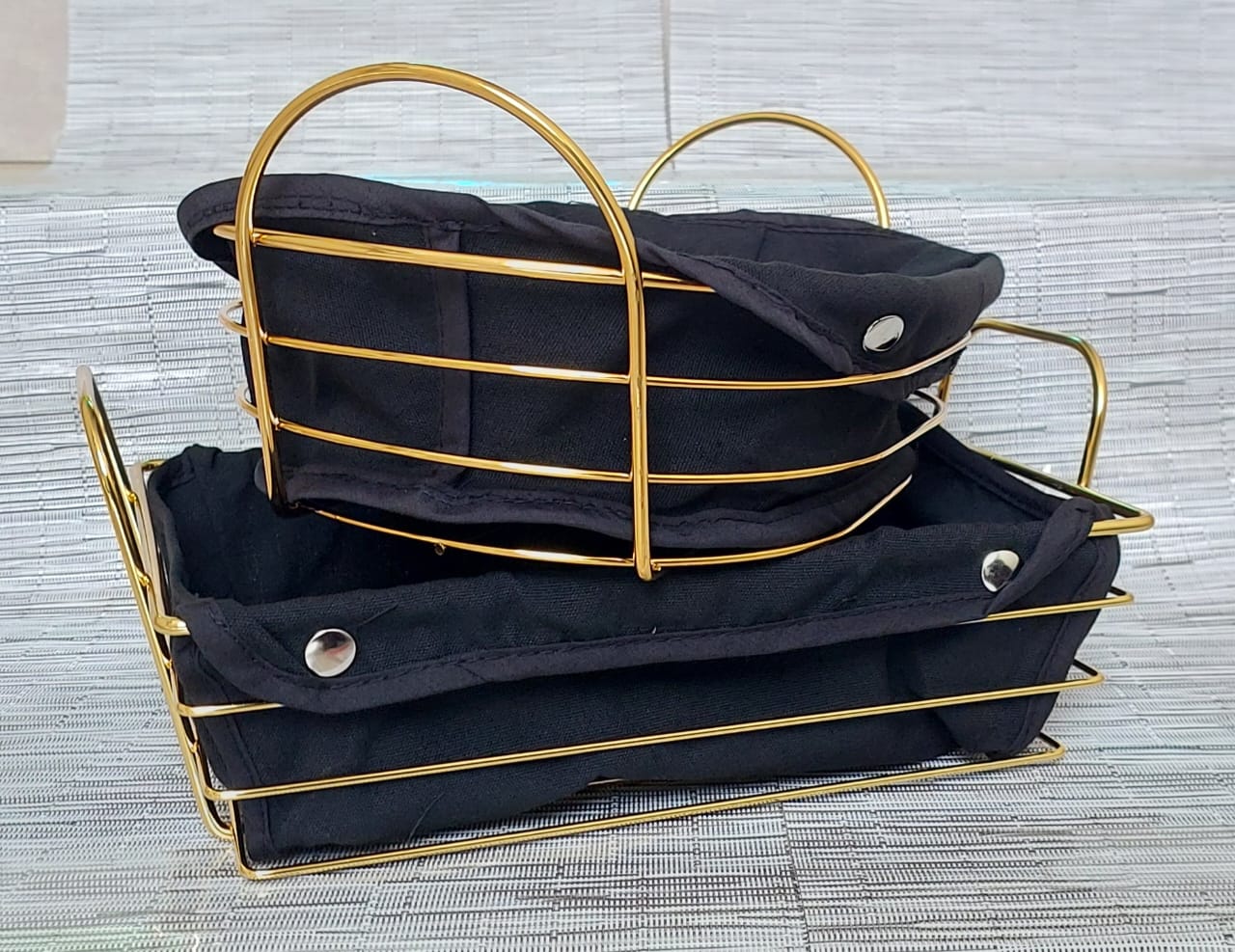 Gold frame black cloth storage bread basket - Image 4