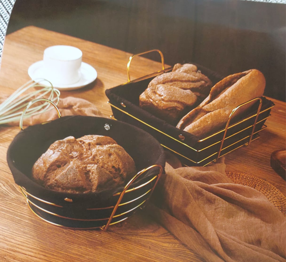 Gold frame black cloth storage bread basket - Image 5