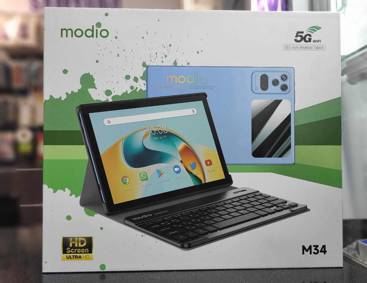 Modio M34 Tablets , Android, 10.1-Inch, 8GB RAM + 512GB (Dual Sim) + Wireless Keyboard +wireless Mouse