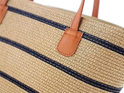 Papyrus Straw Woven Beach Bag - Image 3