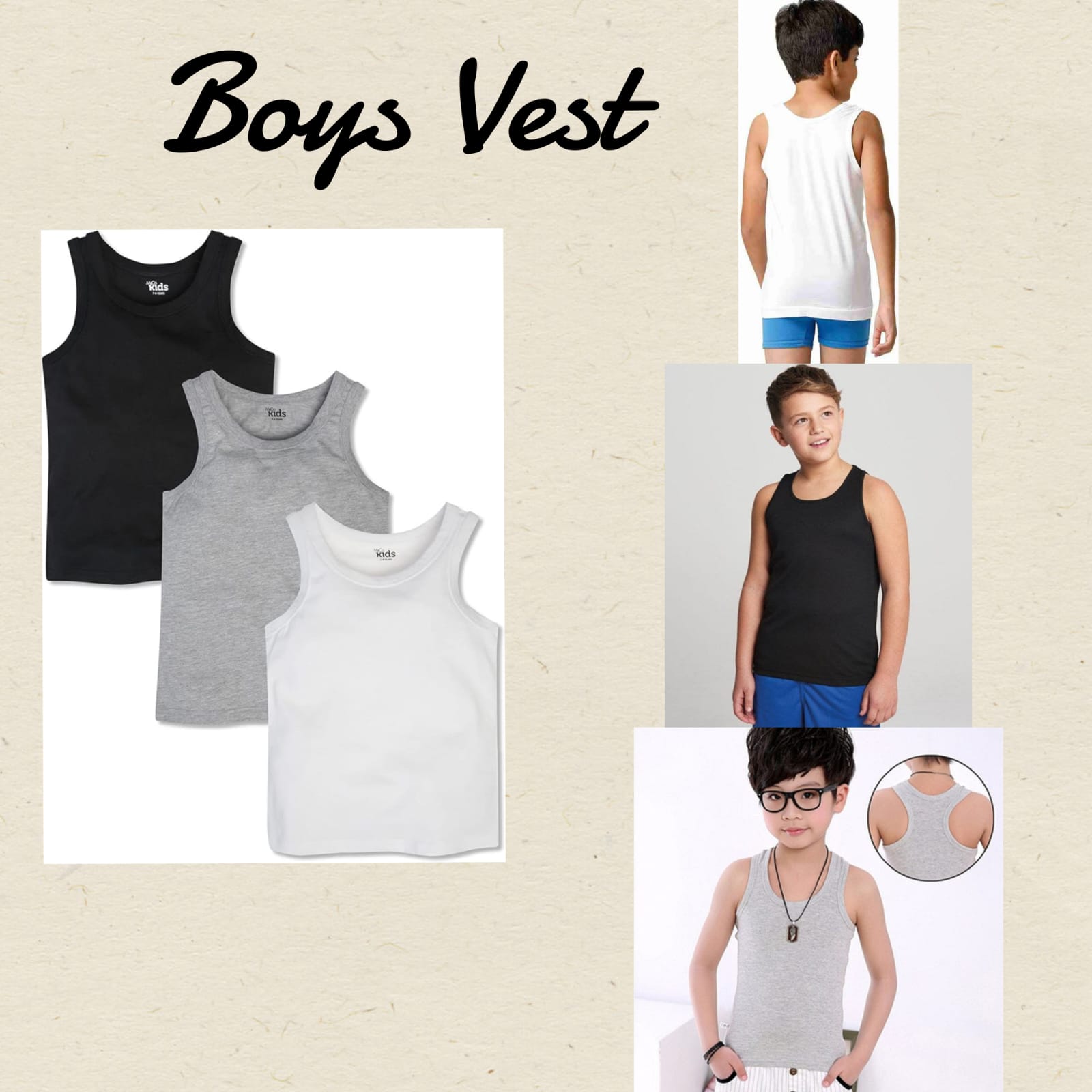 3 Set Boys Quality Vest - Image 5