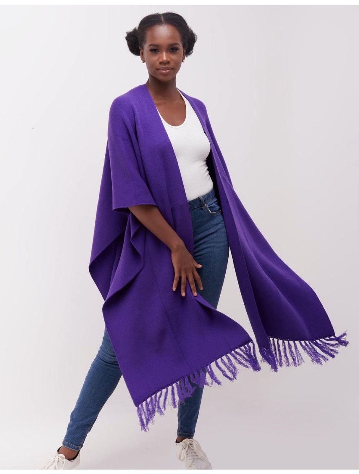 Vivo Double layered poncho With Fringes - Image 3