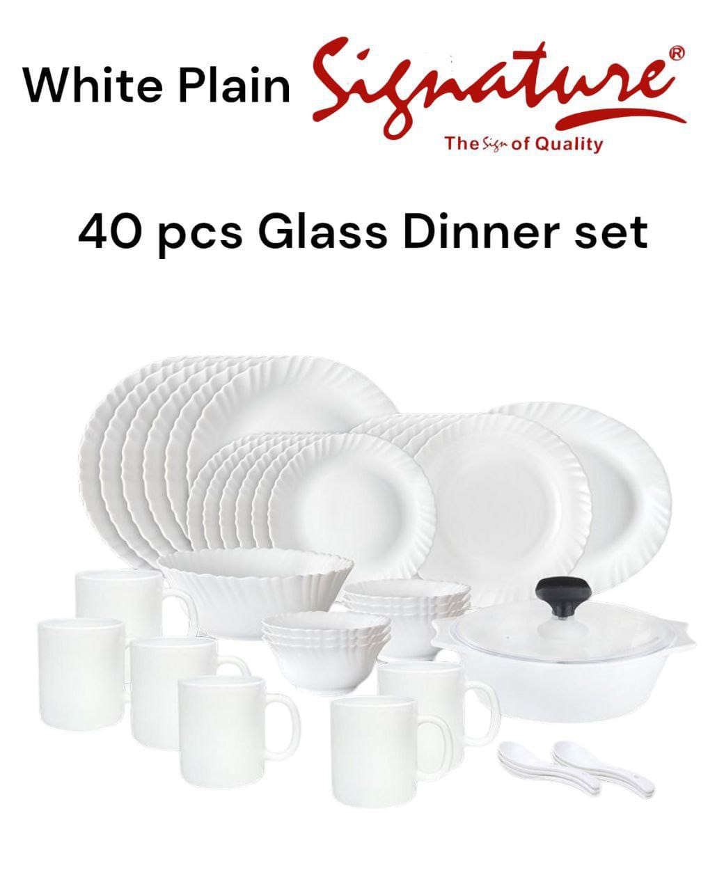 40 pcs Signature Dinner sets plain White