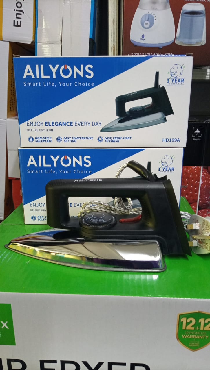 AILYONS HD-199A Electric Dry Iron Box Silver & Black