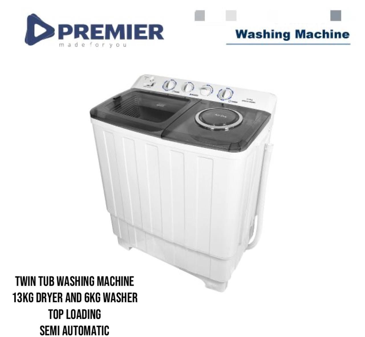 Premier top load washing machine 13kg/6kg twin tub