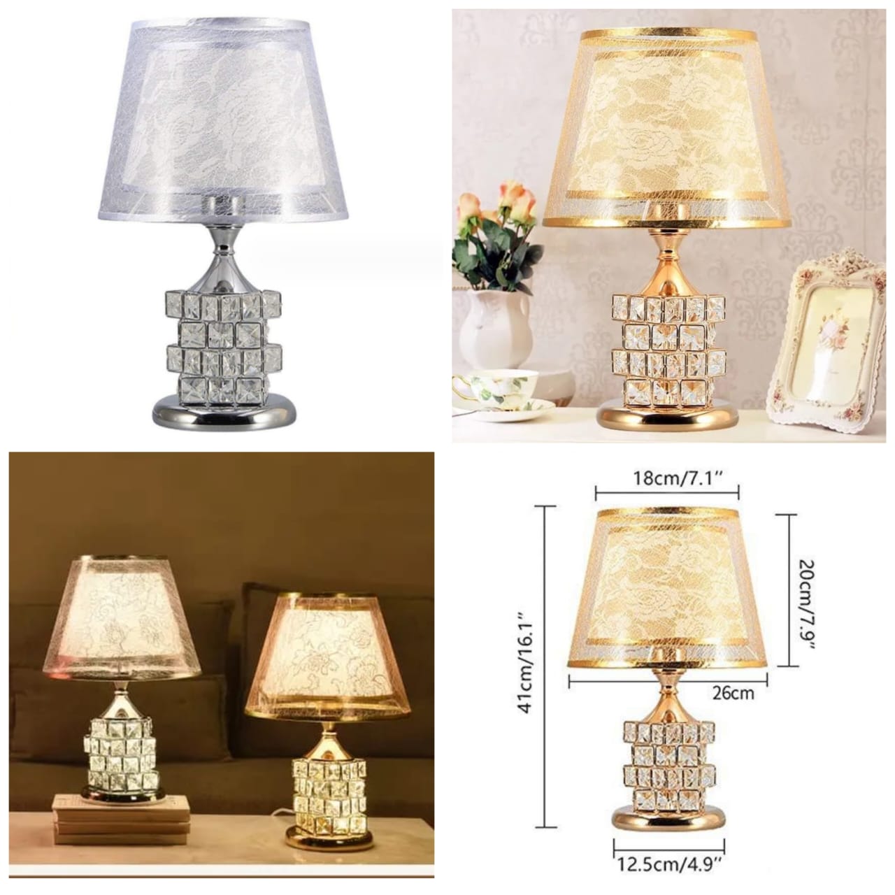 European Crystal Table Bedroom Bedside Lamp