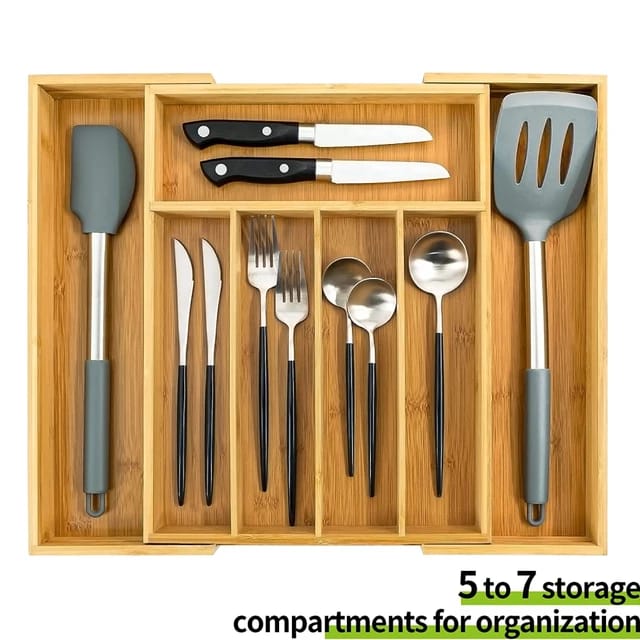 Bamboo cutlery organiser