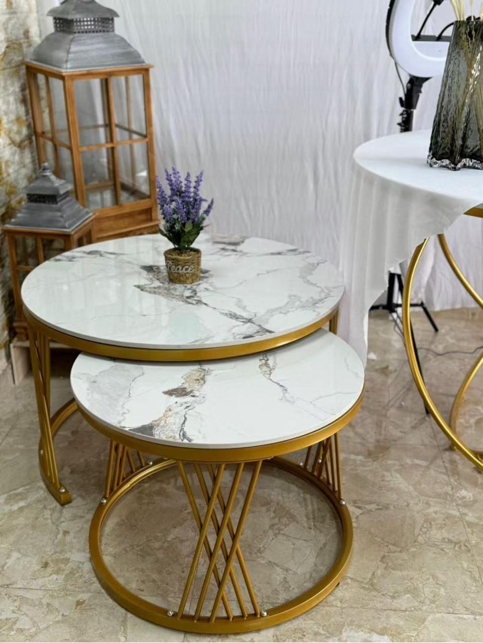 Modern Luxury 2in1 pure  Marble Nesting tables - Image 2