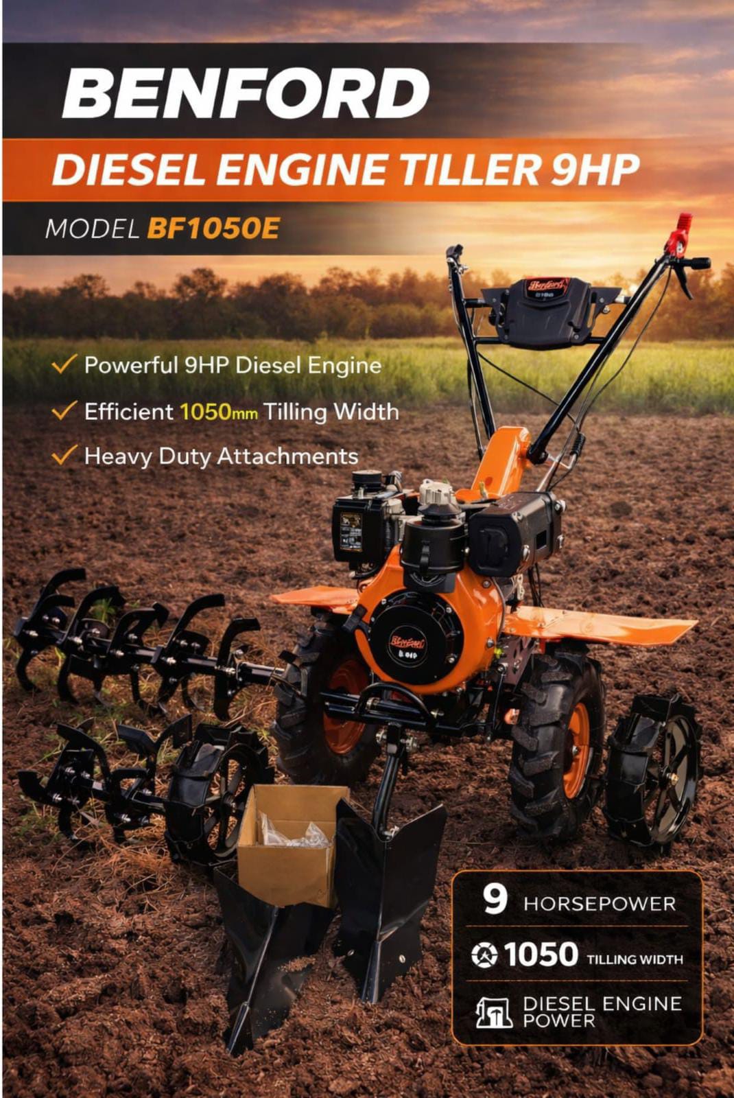 Benford Diesel engine tiller   🔅9HP Engine