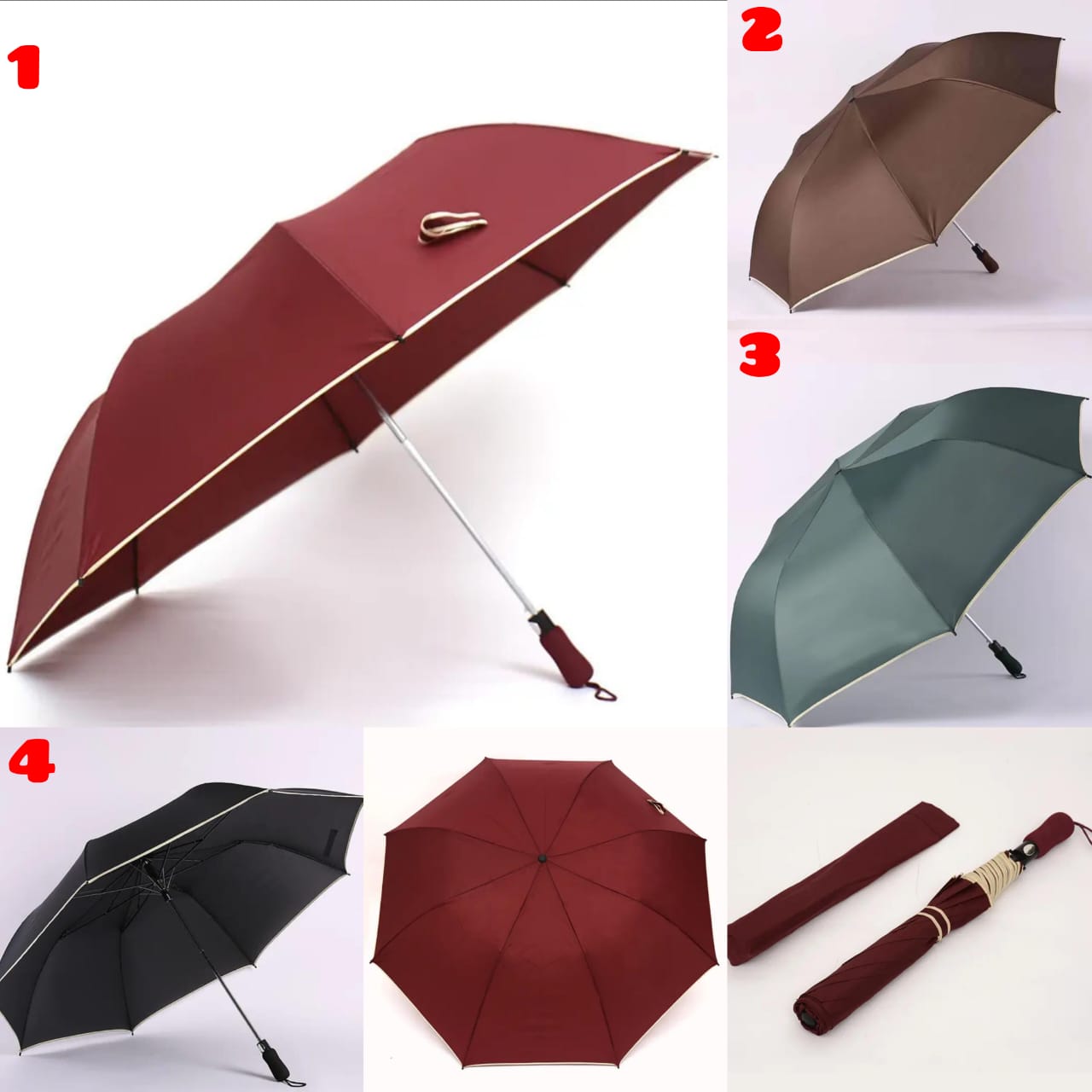 *Binded ‼️Foldable Large Strong Umbrella*  Comes with an automatic opening handle, just press, it pops and opens. ▪️Soft spongey elastic handle. ▪️ Fits 2-3 Adults. ▪️  *Offer price:ksh.600*‼️‼️