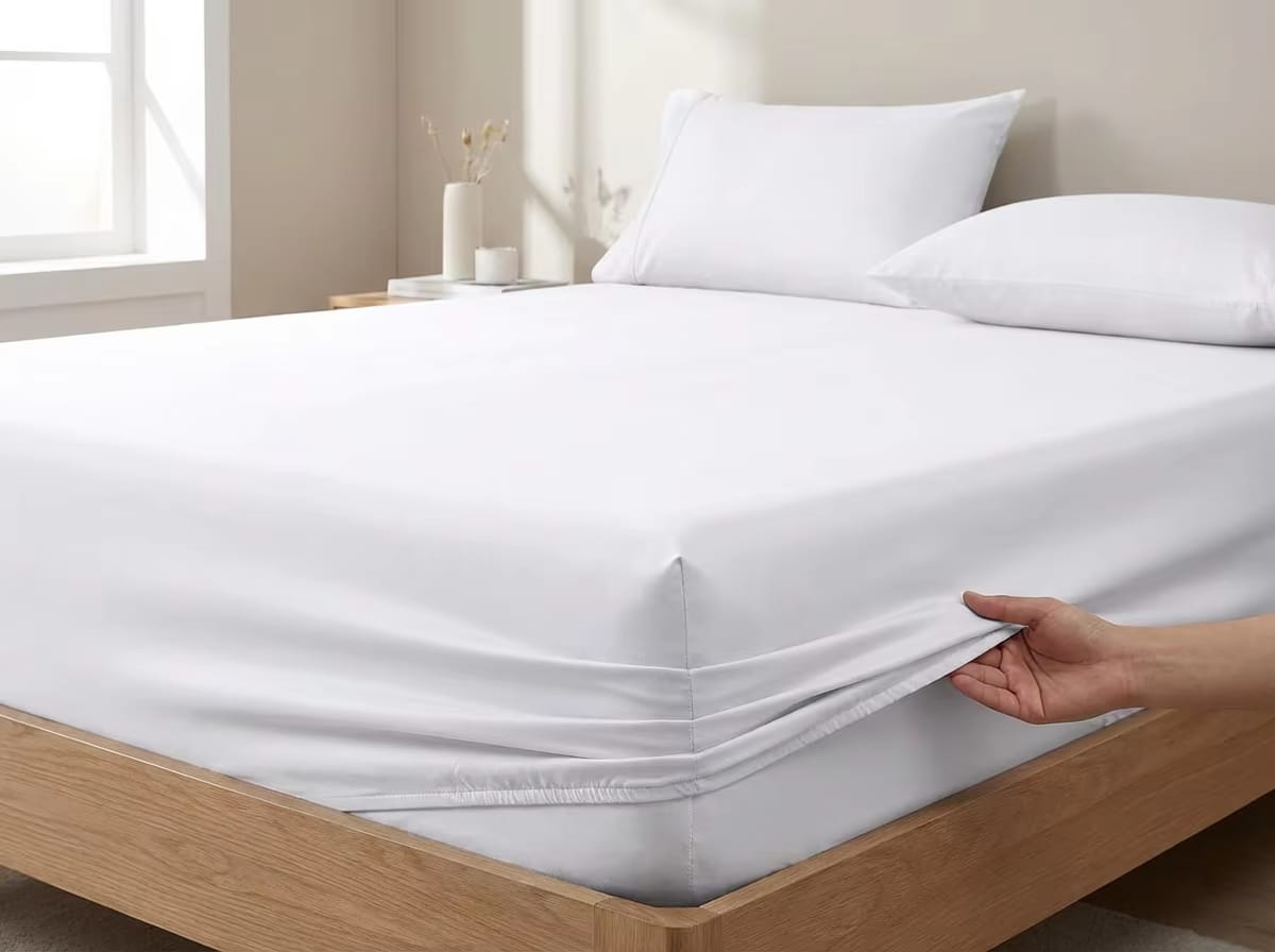 *6pc Plain White Fitted Cotton Besheet Set‼️*  Set contains; ▪️One fitted bedsheet. ▪️One flat bedsheet ▪️Four pillowcases ▪️Size 7by8/6by7 ▪️ *Price per set: ~ 2300*‼️ - Image 2