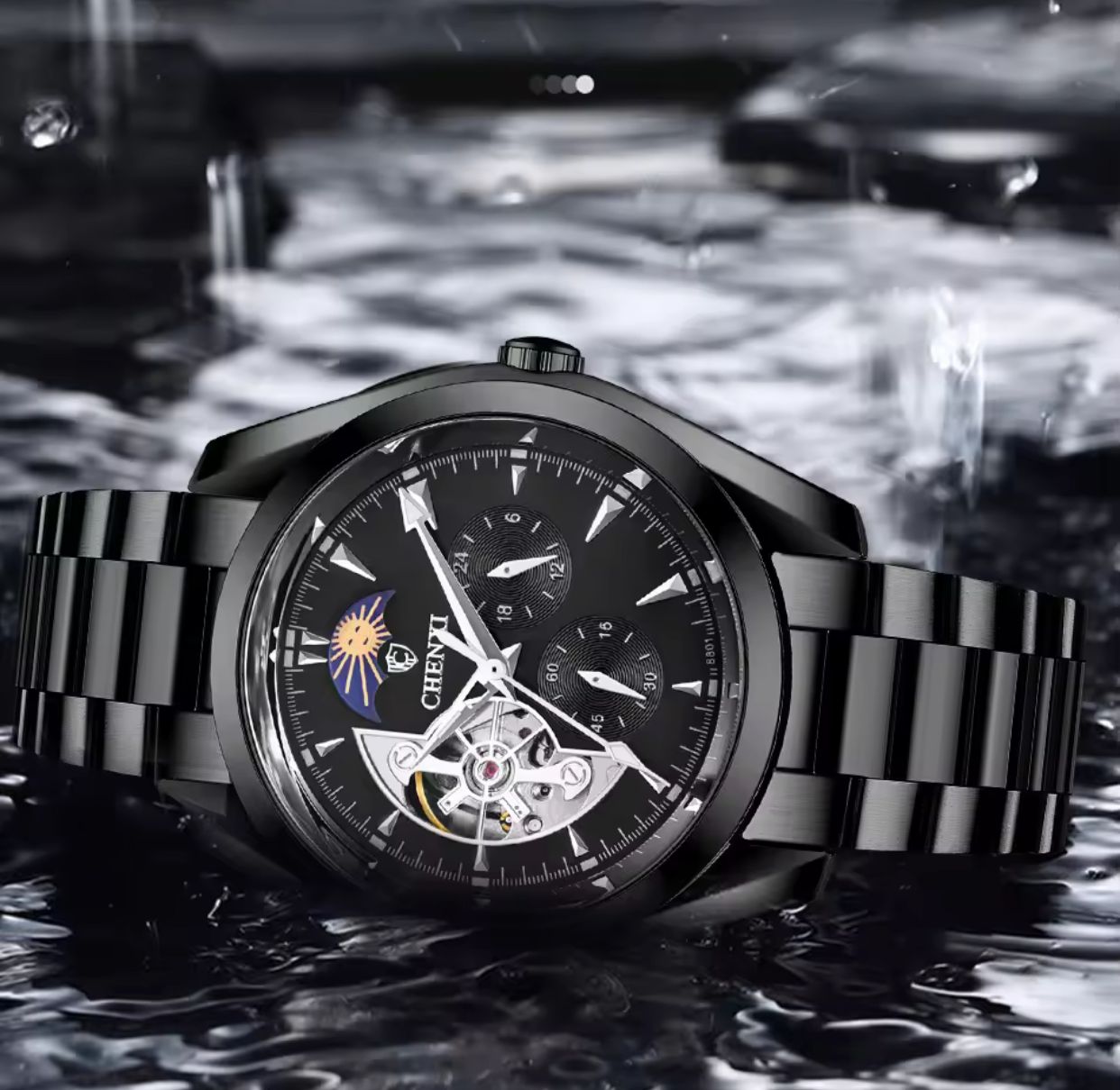 _*OLEVS CHRONOGRAPH GENTS #3673 KSH 3,500*_  ✳️Chronograph Movement ✳️Battery powered  ✳️Luminous  ✳️Moon Phase function  ✳️Date display  ✍️✍️Engraving services available ✍️✍️ - Image 2