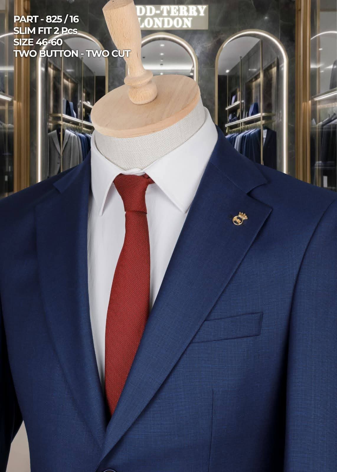 Tedd- Terry Men’s Slim Fit 2-Piece Suit – Classic Navy Blue | Two Button Formal Set (Sizes 46–60) - Image 3