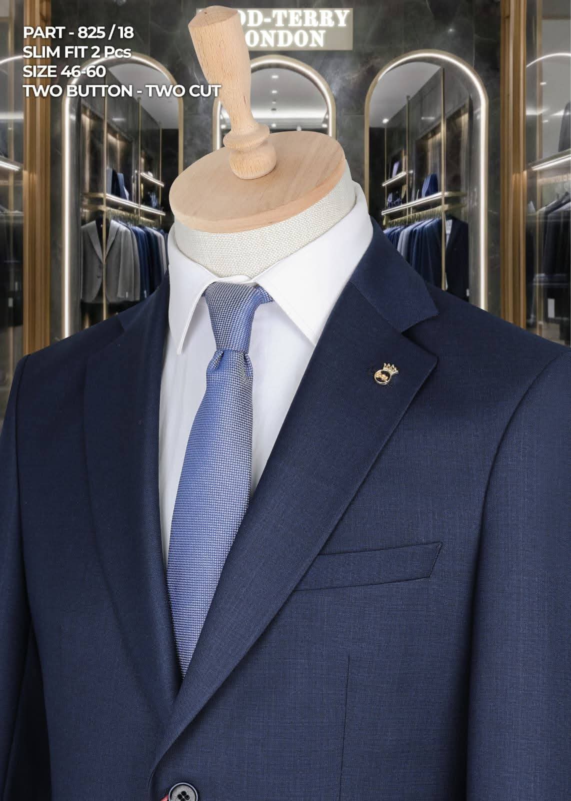 Tedd- Terry Men’s Slim Fit 2-Piece Suit – Classic Navy Blue | Two Button Formal Set (Sizes 46–60)