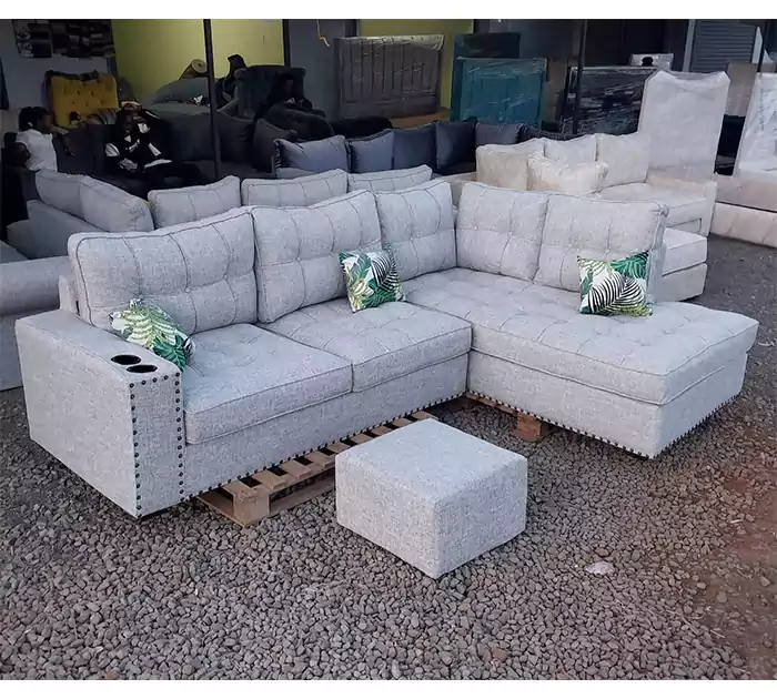 Basel 6 seater grey L shaped sofa