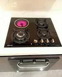 Bolesi hob 3 gas burners +1 infrared electric with gas sensor and wok burner inbuilt glass tampared gas hod - Image 2