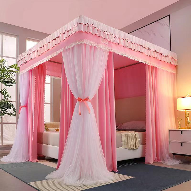 4 stand mosquito net with Rails (Railnet) pink