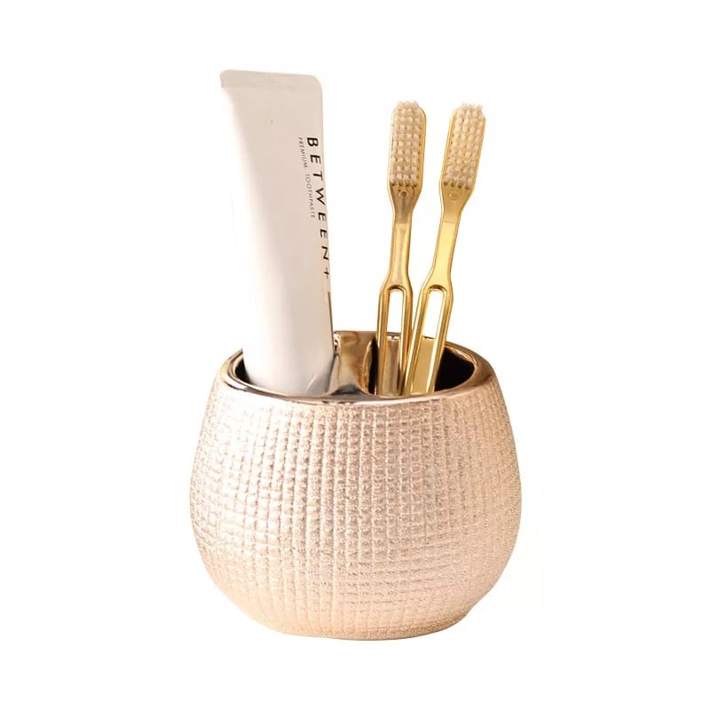 4 piece rose gold ceramic toiletry set s - Image 4