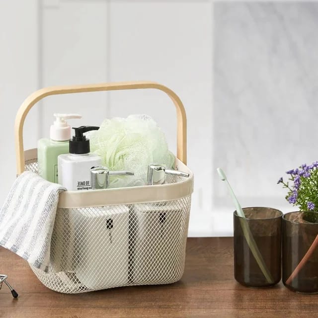 Mesh Storage|fruit basket with bamboo handles - Image 5