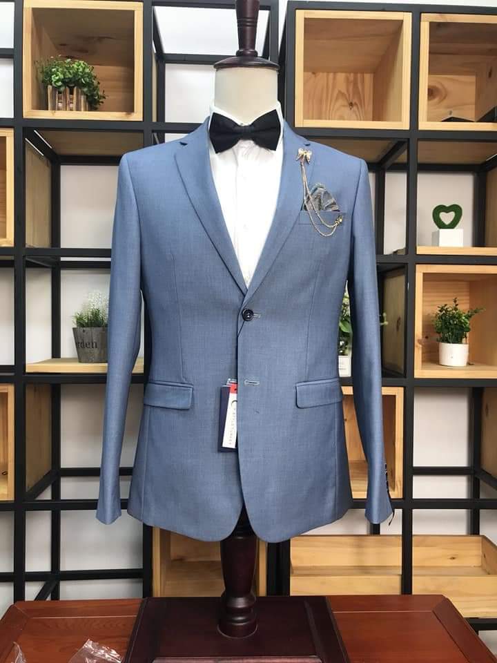 Fashion 2 Piece Pinstripe Men's Suit Slim Fit For Formal Wedding Tuxedo Notched Lapel - Image 2