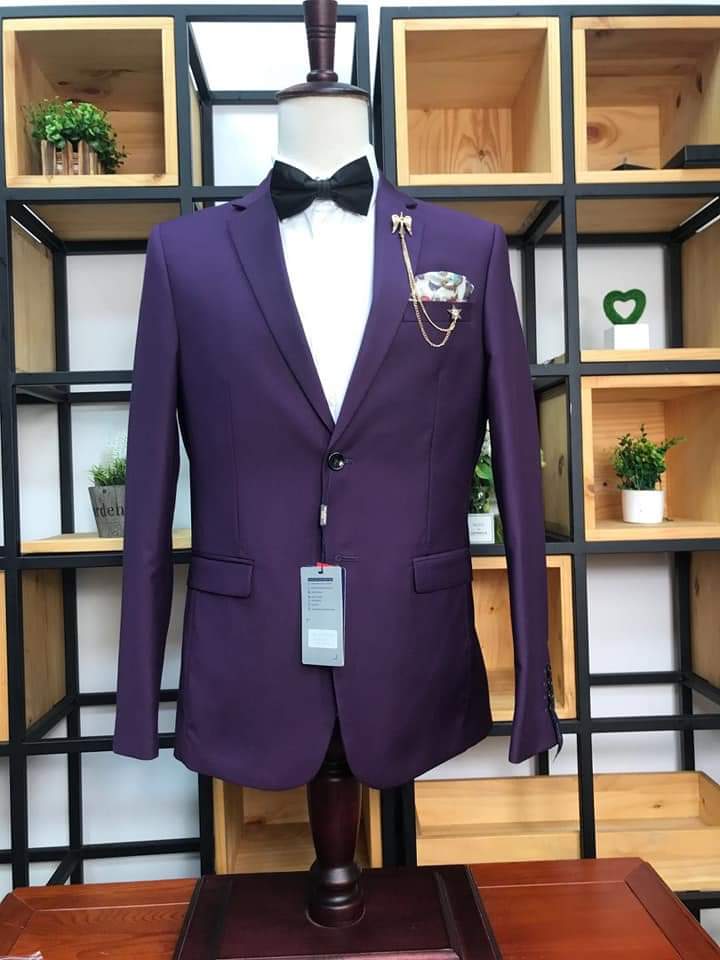 Fashion 2 Piece Pinstripe Men's Suit Slim Fit For Formal Wedding Tuxedo Notched Lapel