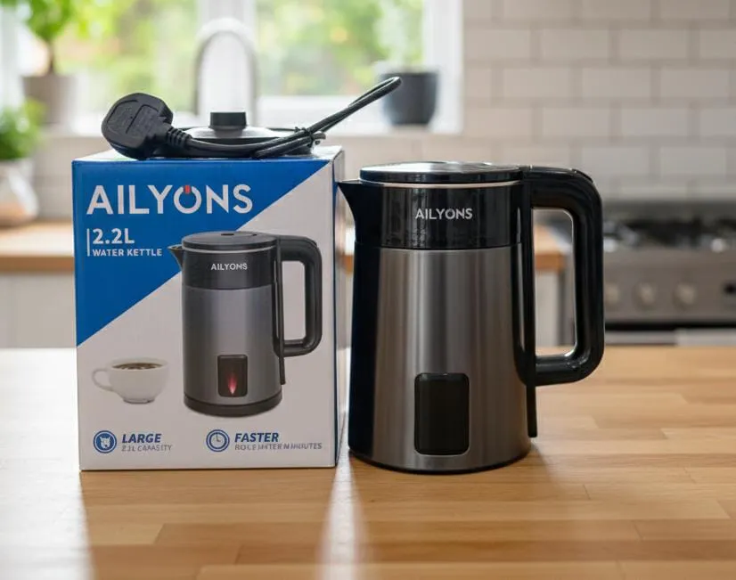 AILYONS 1500W 2.2L Energy Efficient Electric Water Kettle Heater Boiling Jug