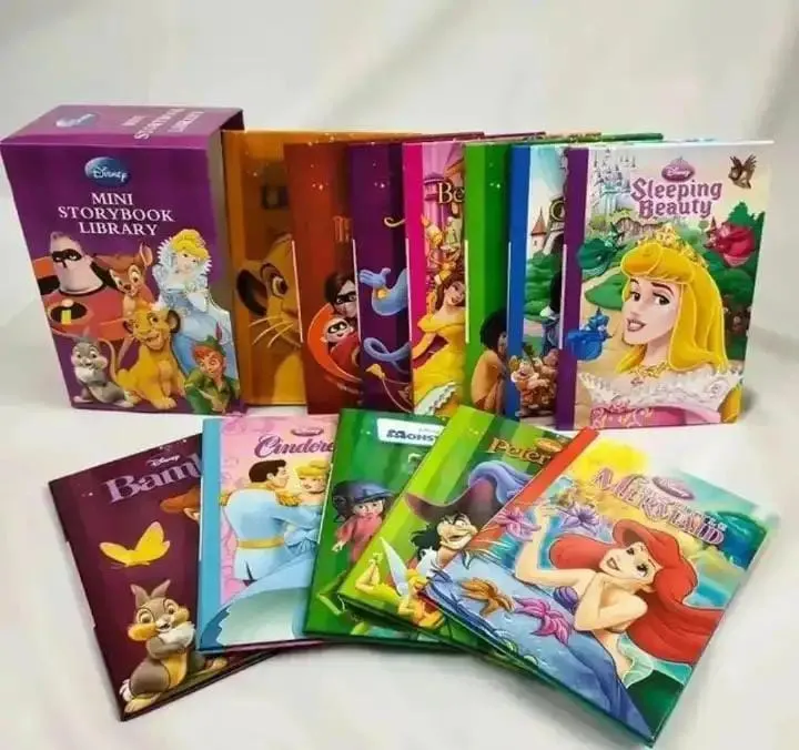 Disney Mini Storybook Library Set - 12 Pack Hardcover Collectible Books - Classic Fairy Tales for Kids including Cinderella, Lion King & Sleeping Beauty