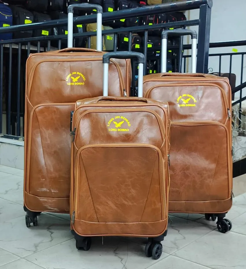 3 in 1 high quality 4 wheel leather suitcases