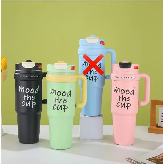 Mood The Cup, Stanley Mug Tumbler With Handle And Straw Lid, Insulated Reusable Stainless Steel Travel Mug Sports Water Bottle
