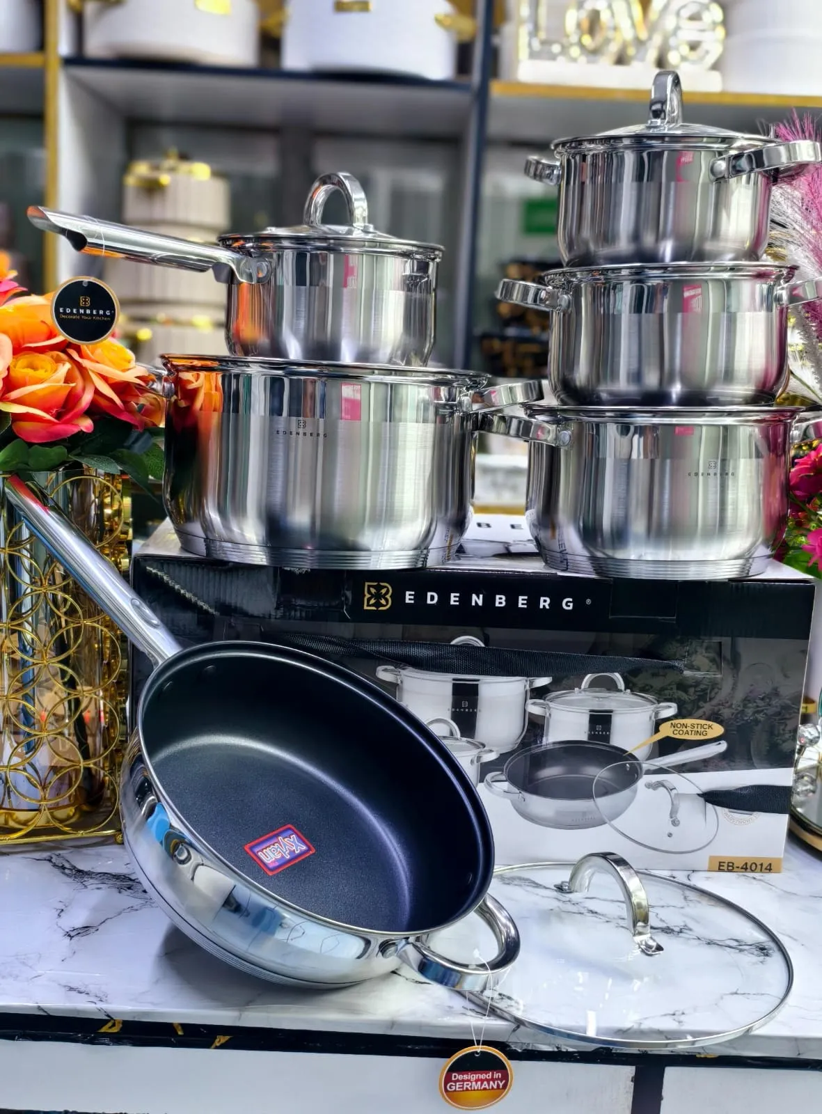 New in 🔥🔥EDENBERG 12pc Stainless Steel Cookware Set Code: 4014